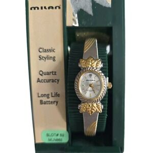 Vintage Milan Ladies Watch MLN663 Diamond Two Tone New Old Stock NIB Deadstock